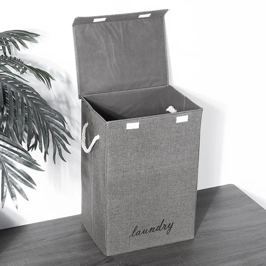 72L Folding Laundry Basket with Lid and Storage Bag