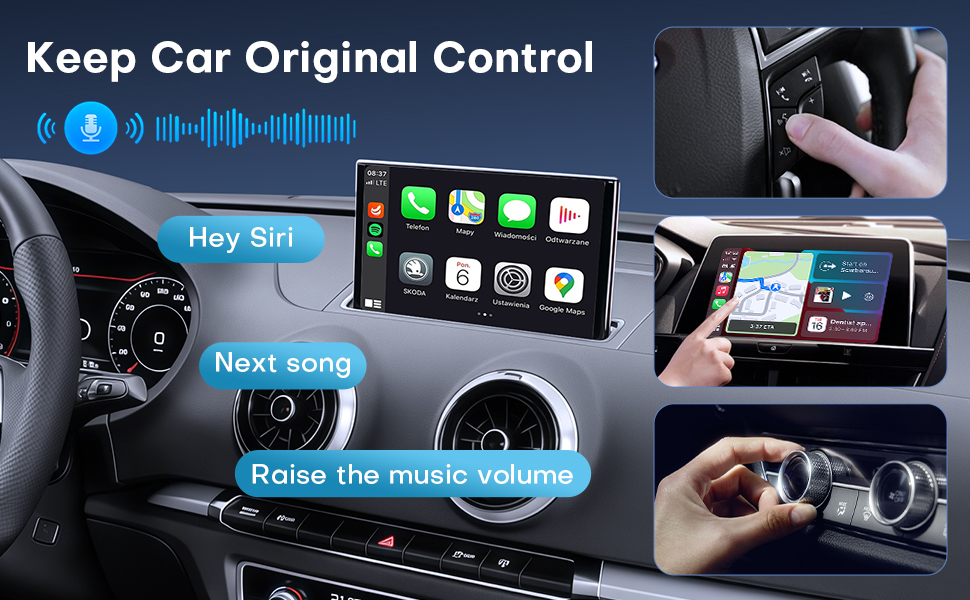 Spedal CA525-T2 Compact Plug-and-Play Wireless CarPlay and Android Auto Adapter