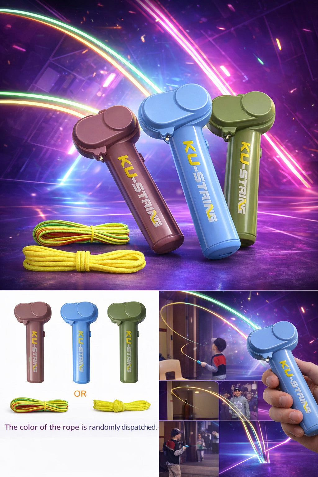 ZBS Glow-in-the-Dark Handheld Electric Rope Launcher Toy