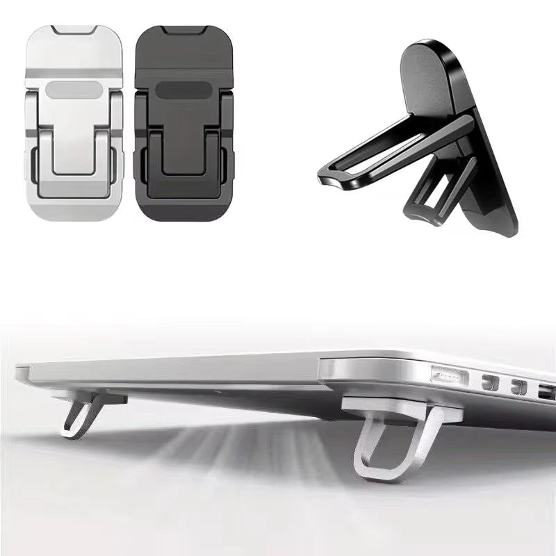 Adjustable Foldable Invisible Mini Laptop and Keyboard Risers — Twin Pack