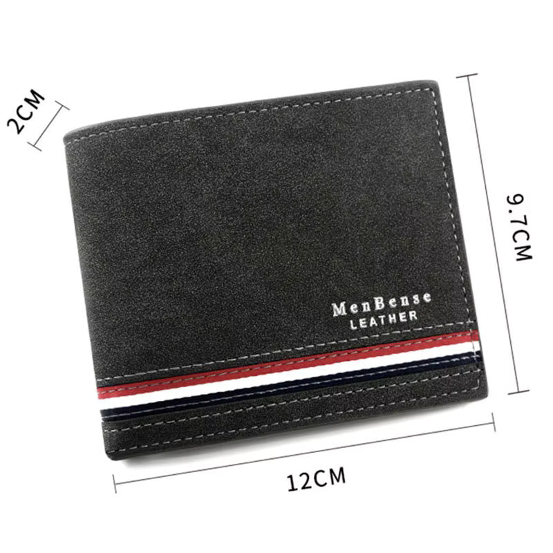 Men's Slim PU Leather Card Holder Wallet with Zip Coin Pocket and Money Clip