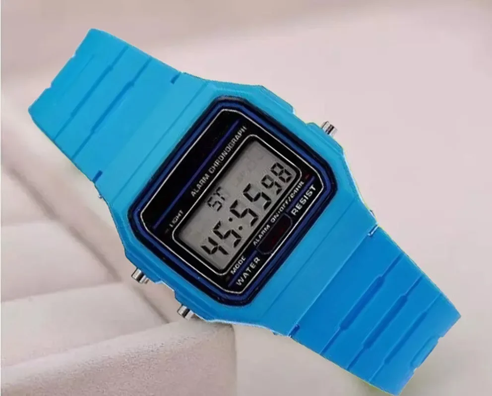 Men's Square-Dial LED Digital Sports Watch with Silicone Strap