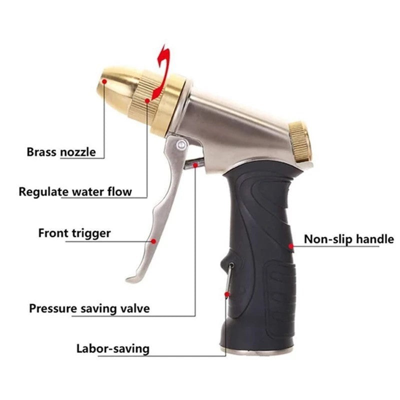 Heavy-Duty Metal Garden Hose Spray Gun with High Pressure
