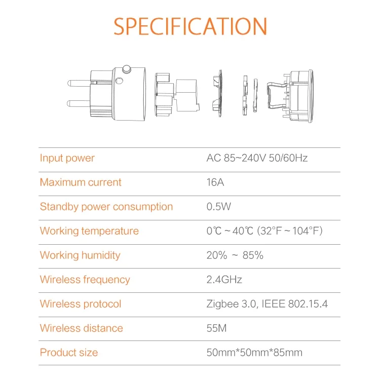 GDVONE 16A Zigbee Smart Plug with Power Monitoring, Timing and Voice Control