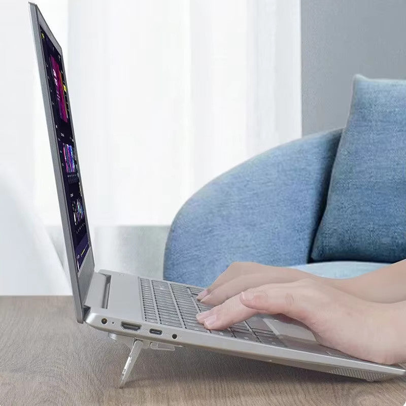 Adjustable Foldable Invisible Mini Laptop and Keyboard Risers — Twin Pack