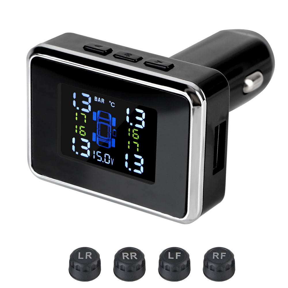 Leepee Wireless Cigarette-Lighter TPMS Tyre Pressure Alarm Sensors