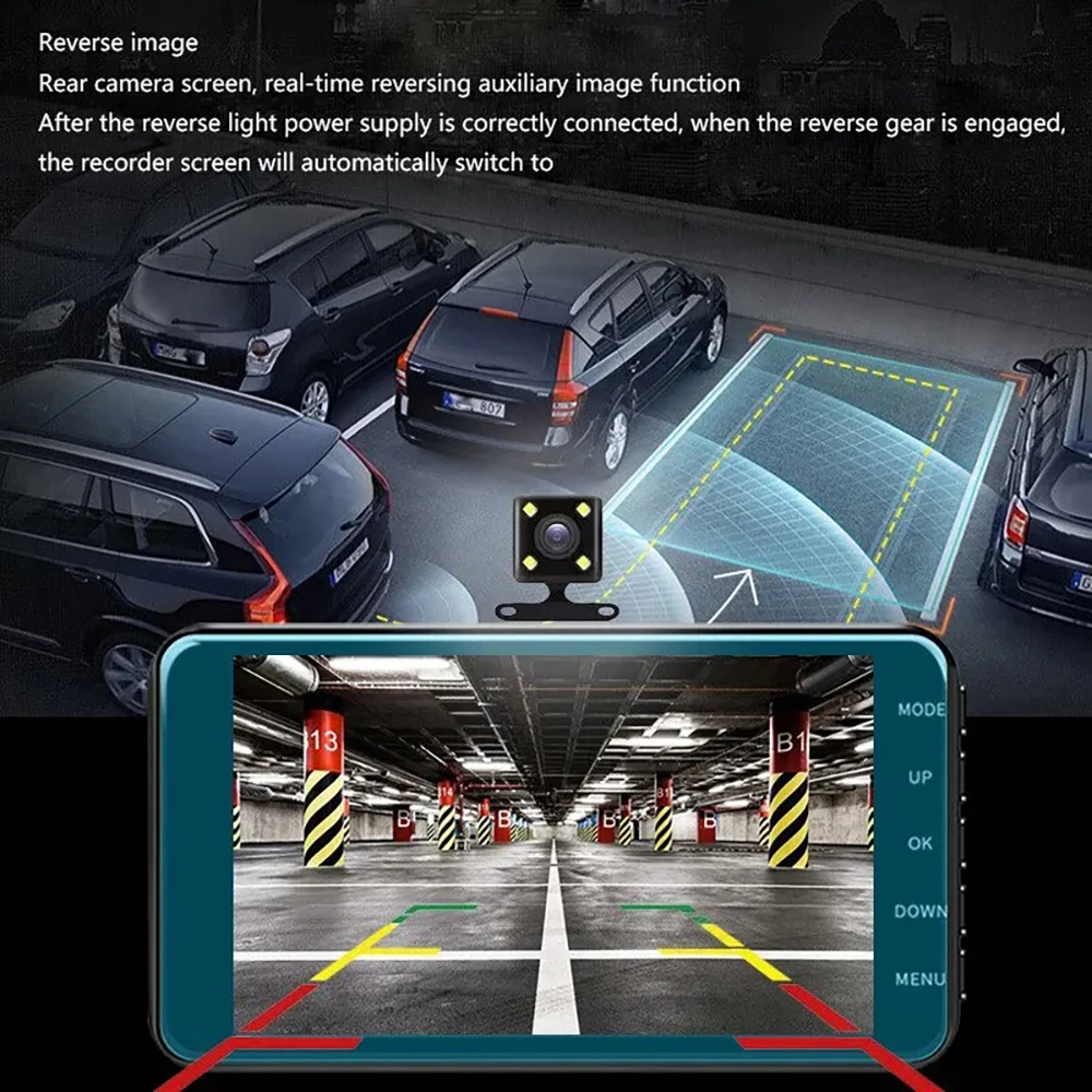 Wdszkmyf 4-Inch 1080p Pro Front/Rear Dash Cam with Night Vision