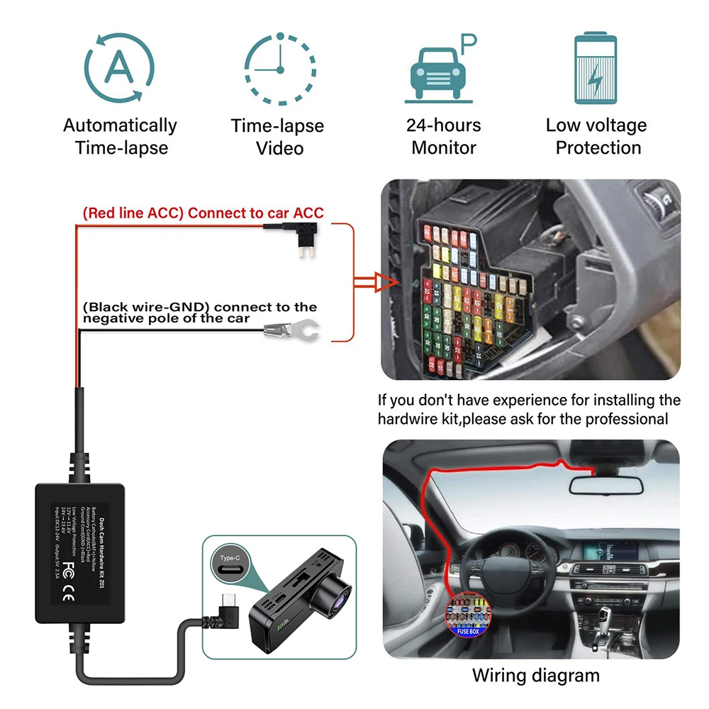 Gmaipop 1080p Dual-Lens Dash Cam DVR with G-Sensor and 64GB Card