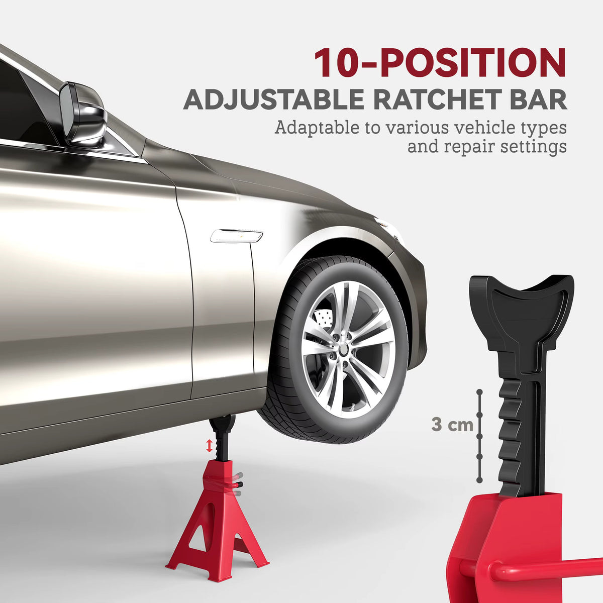 Adjustable Heavy-Duty 2-Ton Car Jack Axle Stands — Pair