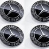 Mercedes Alloy Wheel Centre Hub Caps 75mm Black Chrome AMG Class Fit