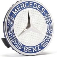 Alternative view of Mercedes Center Caps 75mm Dark Blue Chrome Laurel