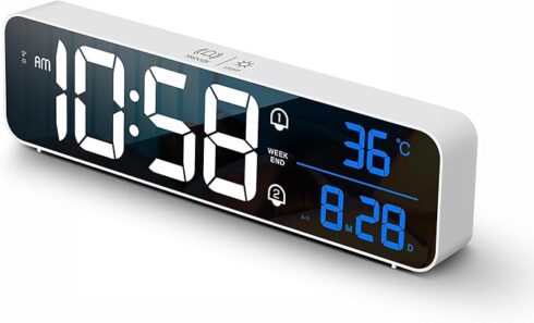 Music LED Alarm Clock Temperature Date Dual Alarms