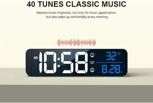 Music LED Alarm Clock Temperature Date Dual Alarms - Image 4