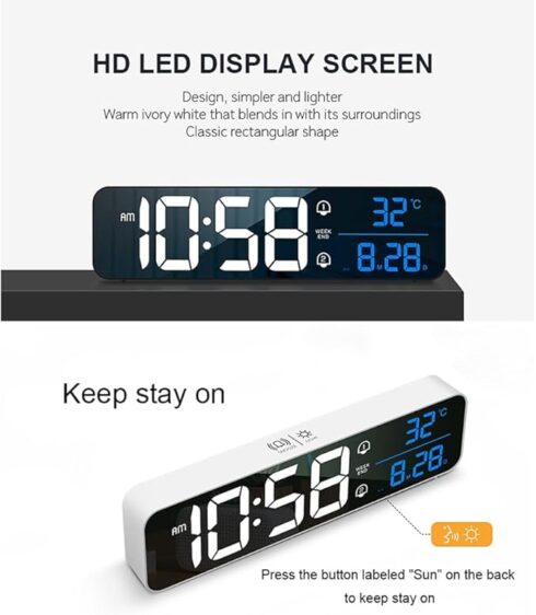 Music LED Alarm Clock Temperature Date Dual Alarms - Image 6