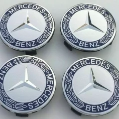 4x Blue Mercedes Benz Alloy Wheel Centre Caps 75mm Badges Hub Emblem - Fits All