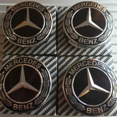 4x Mercedes Black Alloy Wheel Centre Hub Caps 75mm A B C E S M Class ML CLA GLA