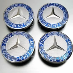4x Light Blue Mercedes Benz Alloy Wheel Centre Caps 75mm Badges Hub Emblem