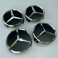 4X 75mm Mercedes Benz Alloy Wheel Centre Caps Badges Hub Emblem A C E G S-Black