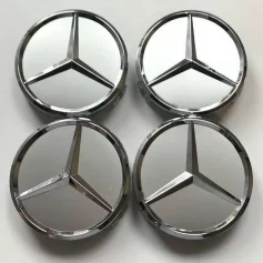 4x Mercedes Silver 75mm Alloy Wheel Centre Hub Caps AMG A B C E S M Class CLA