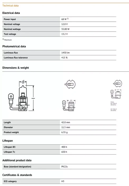 Osram H3 Classic (453) 55w 12v Bulb [64151-01B] - Image 4