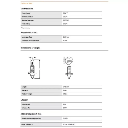 2 X OSRAM H1 12V 100W High Wattage Off Road Headlight Bulb 3200K Original - Image 2