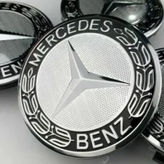 4x Black Silver Mercedes Benz Alloy Wheel Centre Caps 75mm Badges Hub- Fits All