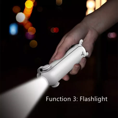 3 in 1 USB Rechargeable Pocket Folding Mini Fan with Flash Light and Power Bank - Image 4