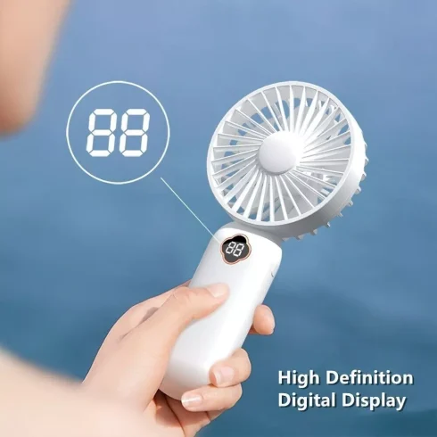 Mini Hand-held Fan Portable Folding Desk Fan Cooler Cooling USB Rechargeable Fan - Image 2
