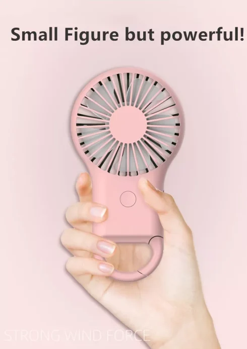 Mini Hand-held Small Fan Cooler Cooling USB Rechargeable 3-Modes Pink - Image 2