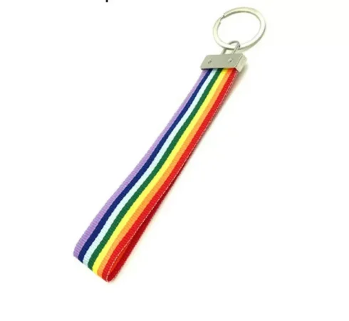 Rainbow Keyring NHS Stay Safe Nylon Key Fob Key Workers Gift Pride Bag Charm - Image 2