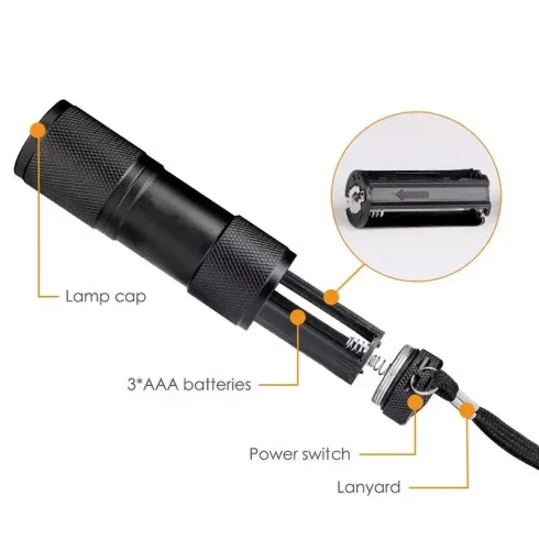 UV Black Light Torch, Ultra Violet, Gas Leak, Forensic Blood, Urine Detector - Image 6