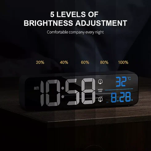Music LED Digital Alarm Clock Temperature Date Display Desktop or Wall mount - Image 4