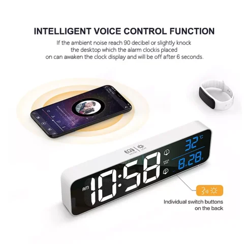 Music LED Digital Alarm Clock Temperature Date Display Desktop or Wall mount - Image 5